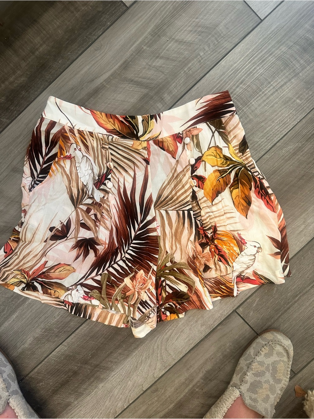 Mango Tropical Print Skort in Pink and Brown